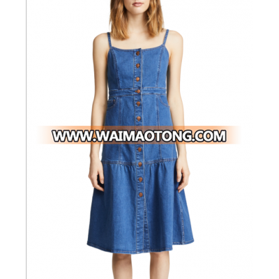 Casual Women Button Up Denim Dress 18032401